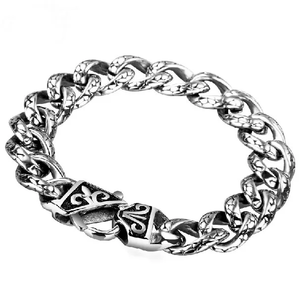 Мужской браслет из нержавеющей стали 316L кубинские цепочки серебристого цвета