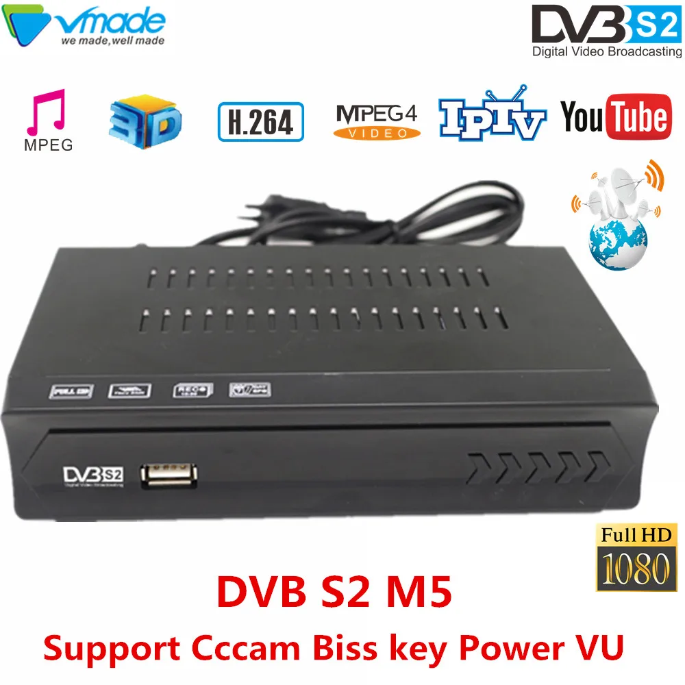 Vmade full hd 1080P dvb s2 спутниковый ТВ приемник DVB S2 M5 H.264 MPEG 2/4 Поддержка Newcam IKS youtube youporn iptv
