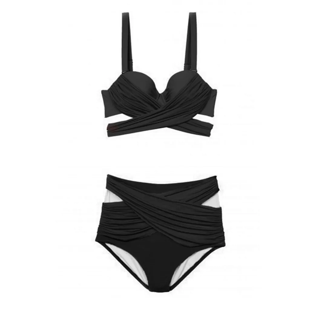 

Plus Size Solid Bikini Set Push Up Padded Swimwear Swimsuit Beachwear Bathing Suit Women Brazilian Bikinis Maillot De Bain Femme