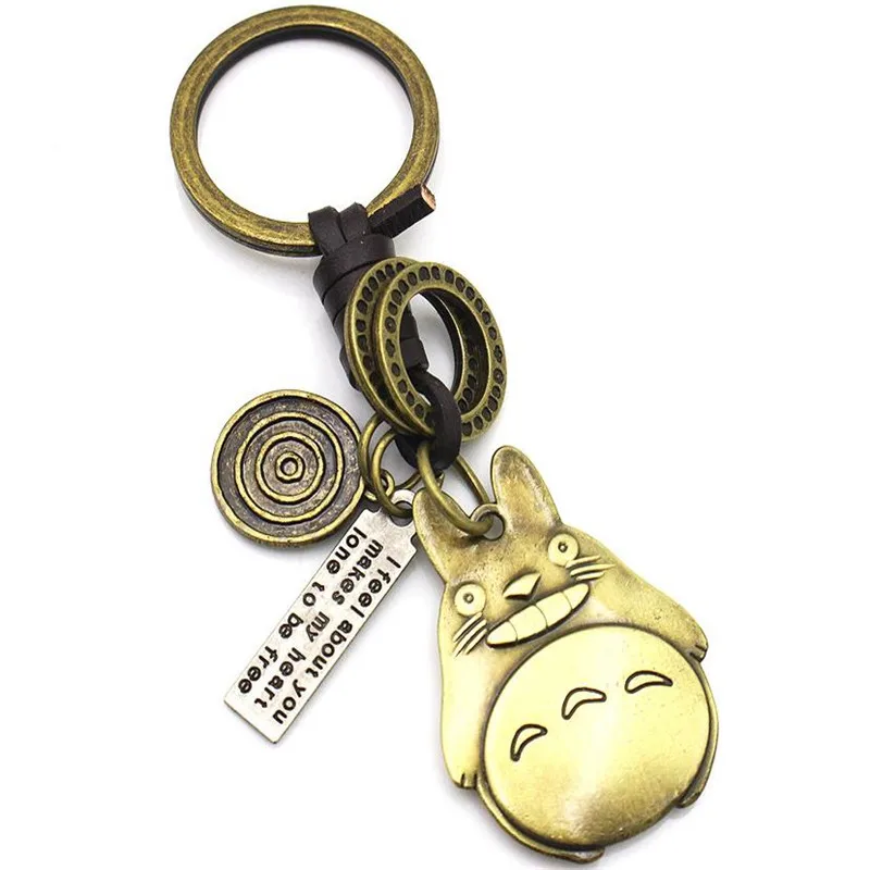 Винтажный Totoro бронзовый металлический брелок из воловьей кожи подвеска плюшевые