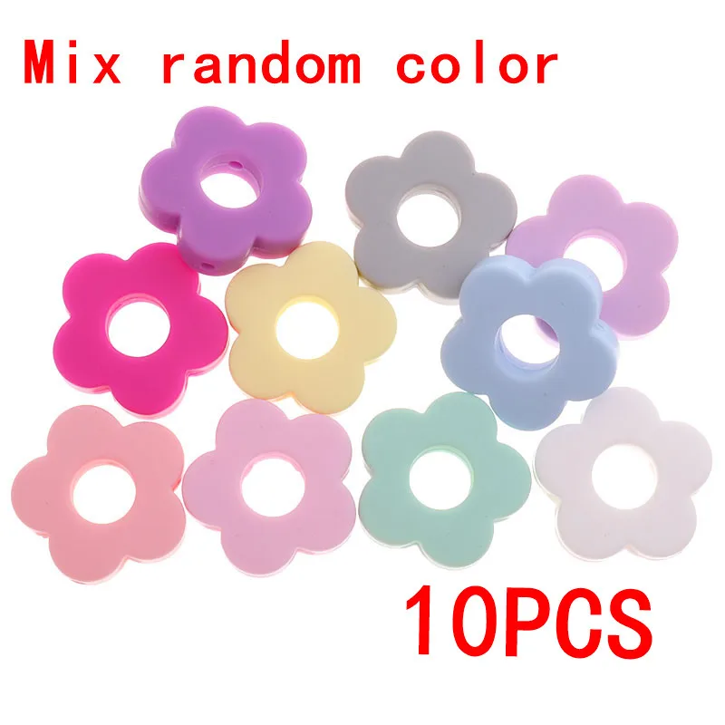 MIX 10 шт. Детские Жевательные силиконовые бусины цветок DIY Детские Прорезыватели для зубов Бабочка ожерелье без БФА DIY держатель для соски аксессуары - Цвет: MIX