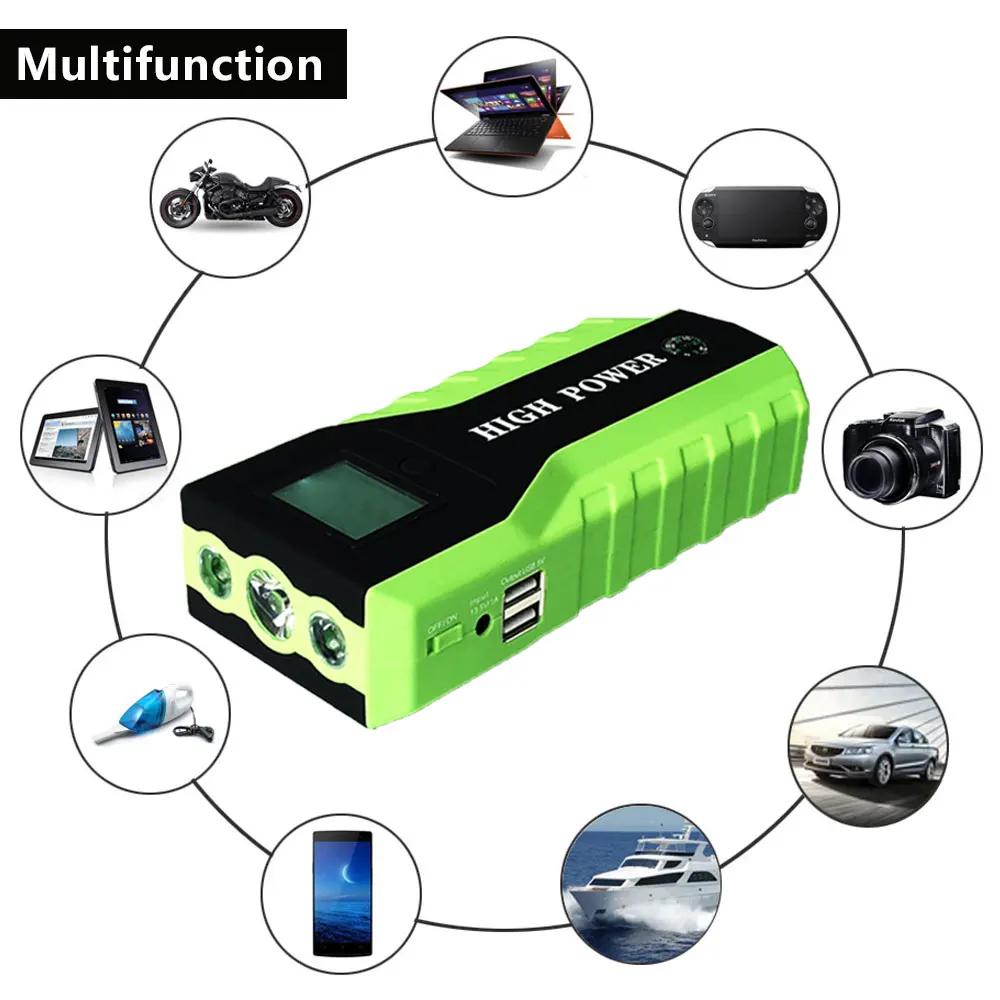 GKFLY автомобиль скачок стартер Батарея 12V аварийного пусковое устройство автомобиля Батарея Мощность банк 1000A Многофункциональный дизельное пусковое устройство