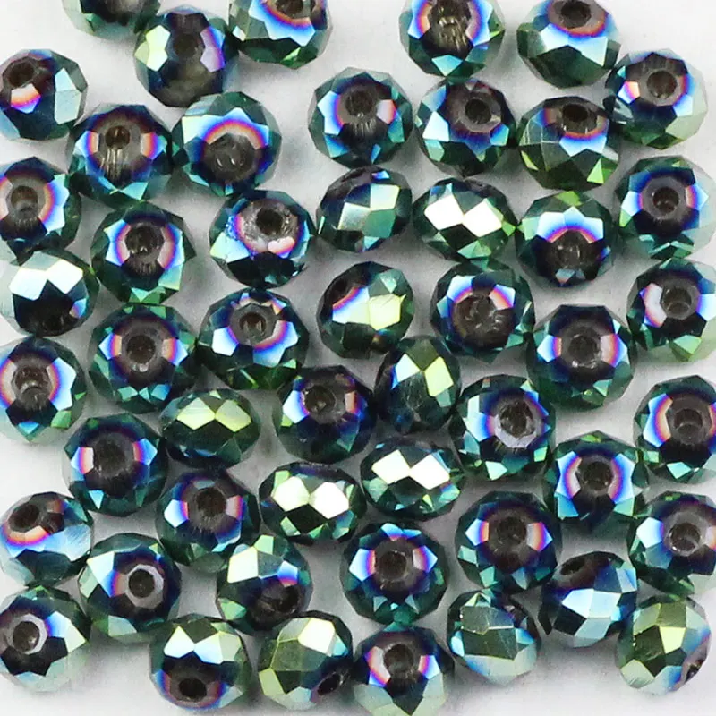 Green WLYeeS метализированный цвет 6 мм бусины Австрийские хрустальные бусины, 50 шт в наборе, плоские круглые стеклянные бусины с большим отверстием для собственноручного Для женщин изготовление браслета ожерелья - Цвет: Green