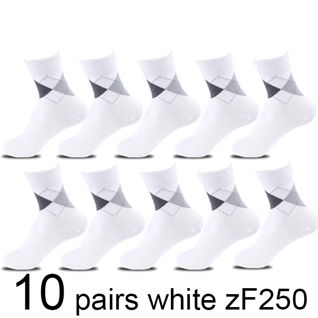 10 pairs white zF250 10 пар/лот, мужские бамбуковые носки, мужские брендовые Новые повседневные носки в деловом стиле, мужские носки из хлопка и бамбукового волокна, длинные зимние носки для подарков - Цвет: 10 pairs white zF250