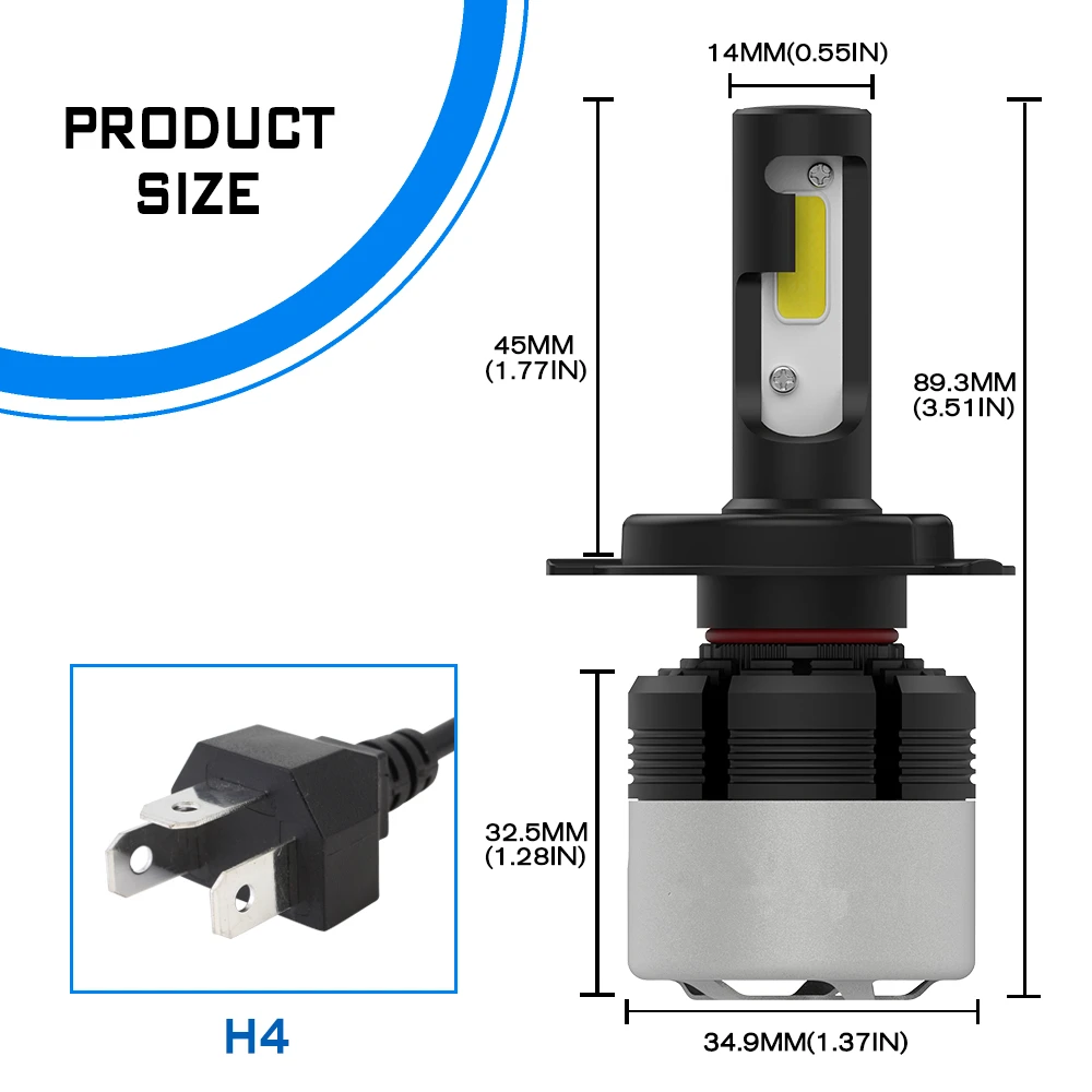 1 шт. H4 светодиодный фара для мотоцикла лампа 4500LM 36 Вт Hi/Lo конверсионный комплект