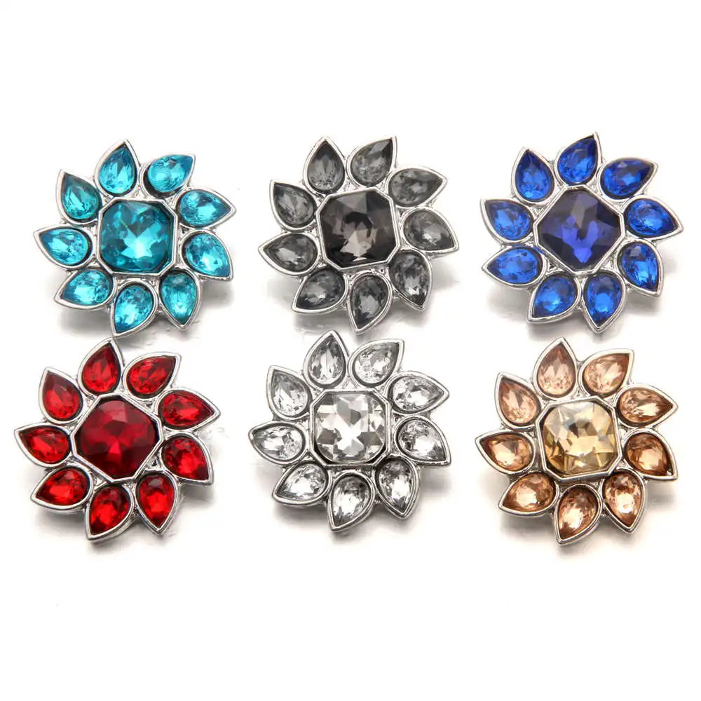 Уникальная кнопка сделай сам 18 мм с чистым цветом Стразы подходит для браслета