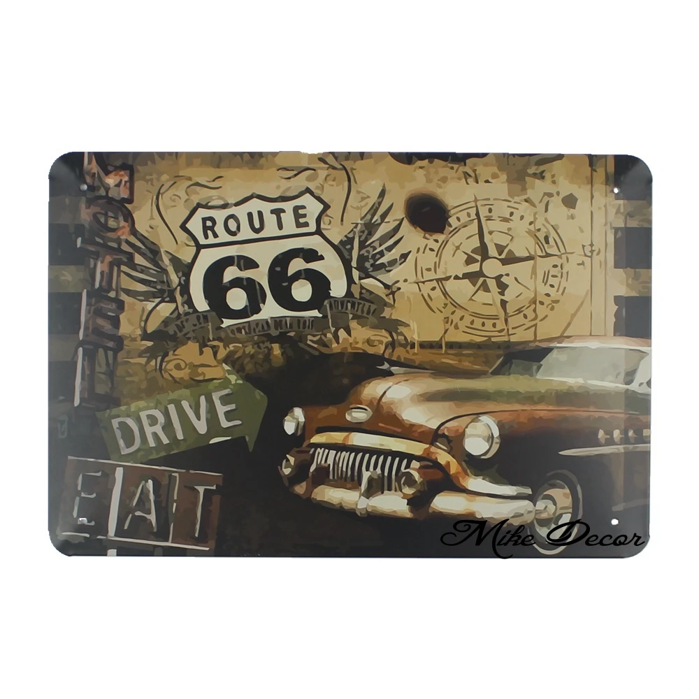 [Mike86] полный сервис Route 66 металлический постер для комнаты художественная роспись