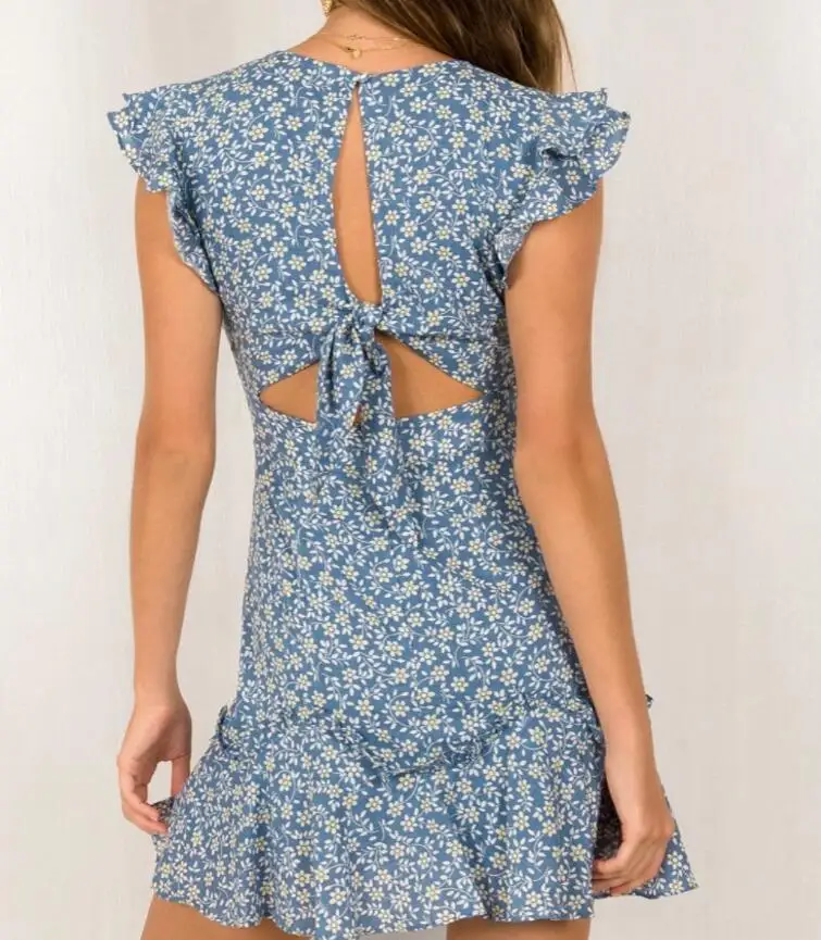 Женское хлопковое платье с v-образным вырезом винтажное ТРАПЕЦИЕВИДНОЕ ПЛАТЬЕ