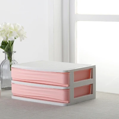 Two layer pink Пластиковый ящик для хранения косметики для женщин, модная косметическая коробка для хранения губной помады, контейнер для ювелирных изделий, настольный органайзер для косметики - Цвет: Two layer pink