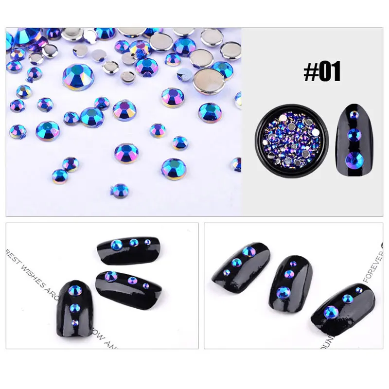 1 коробка цветные стразы для дизайна ногтей 3d маленькие блестящие Типсы