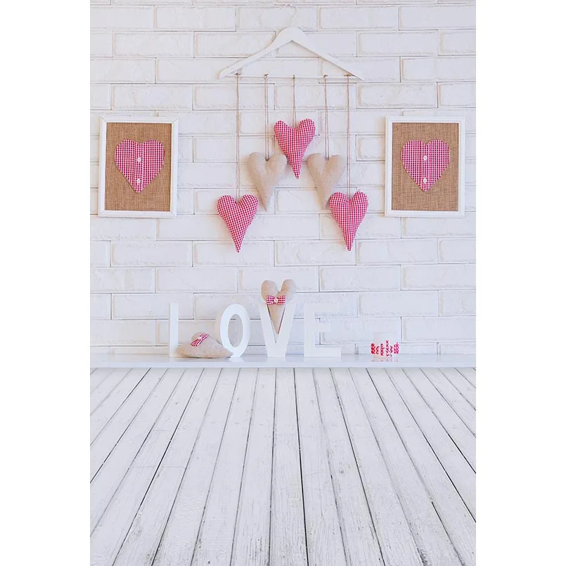 

5x7ft Love Heart Sachet Frame Bricks Wall Washable No Wrinkle Banner Photo Studio Background Backdrop Thicker Polyester Fabric