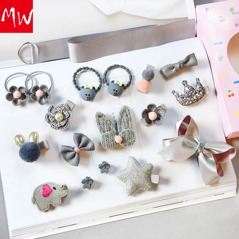 

18 pcs / set Flowers Hair Clips Bowknot Children Stars Cartoon Children Girls Handmade Accessories Hairpins Headwear Gift box