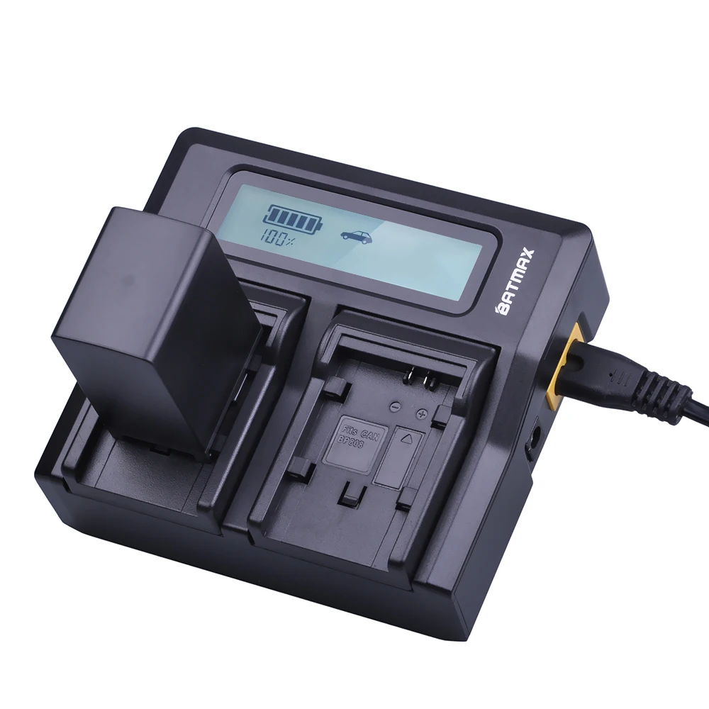 Быстрое зарядное устройство Batmax для двух аккумуляторов с ЖК дисплеем Canon HFS30 HF20 HG20