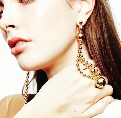 Meidi Винтаж многослойная Лонг кисточкой Золотые бусы серьги для Для женщин сплав