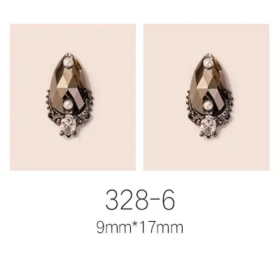 328-6 10pcs/lot super big luxury metal Nail art jewelry drop tears Rhinestone flower nails parts decorations Manicure Nail Accessories - Цвет: 328-6