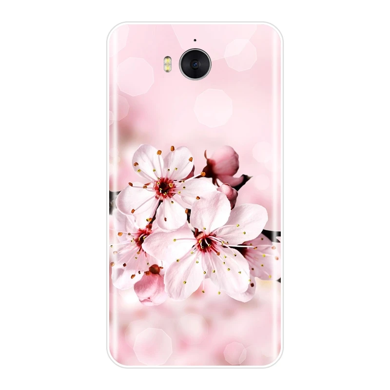 Phone Case For Huawei Y3 Y5 Y6 II Y7 Pro Soft Silicone Pink Flower Sakura Back Cover Prime 2017 2018 Y9 2019 | Мобильные телефоны и