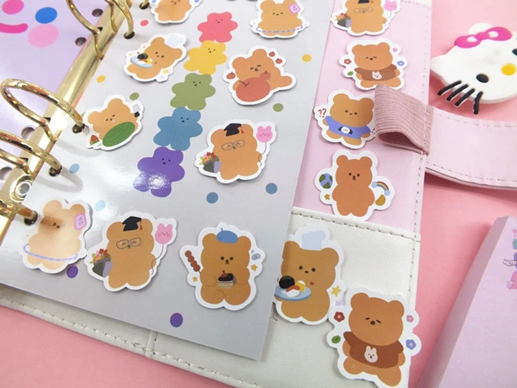 Kawaii Soft Bear Stickers Kids DIY Scrapbooking Stickers Mobile Phone Decorative Sticker School Supplies Escolar Papeleria