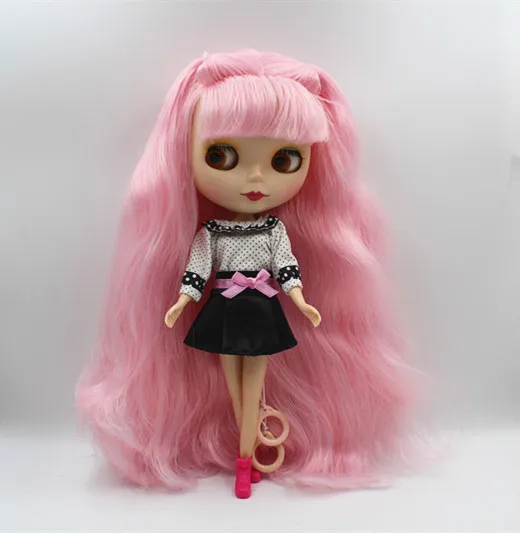 Кукла Blygirl Blyth розовые волосы могут быть закрытыми глазами матовая маска кукла