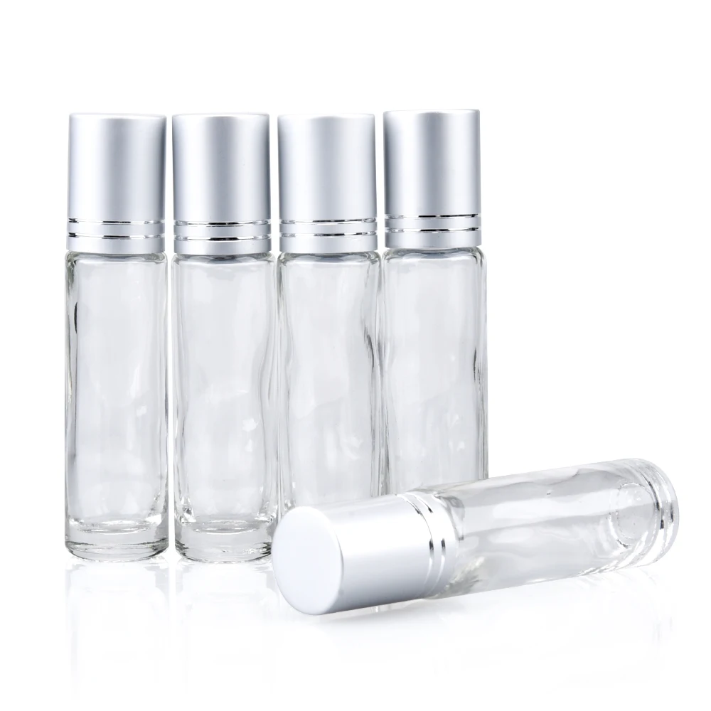 

10pcs Natural Semiprecious Stones Essential Oil Gemstone Roller Ball Bottles Transparent Glass 10ml Healing Crystal Chips Inside