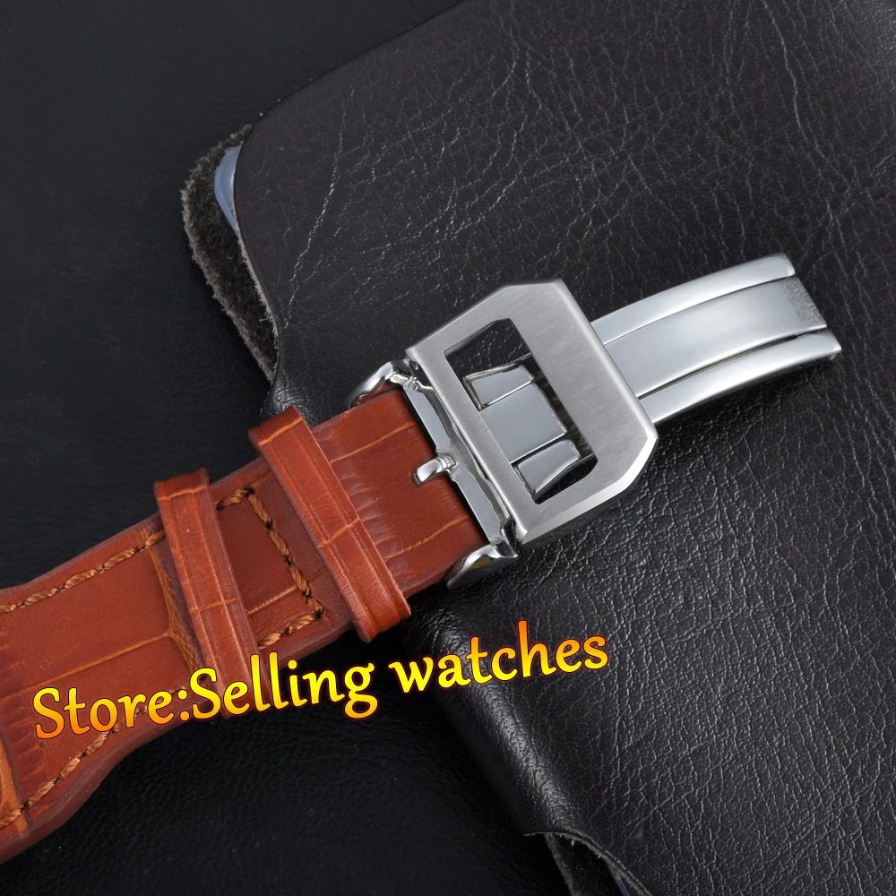 55 мм Parnis черный циферблат с желтыми отметками Пряжка для установки 6498 часы ручным