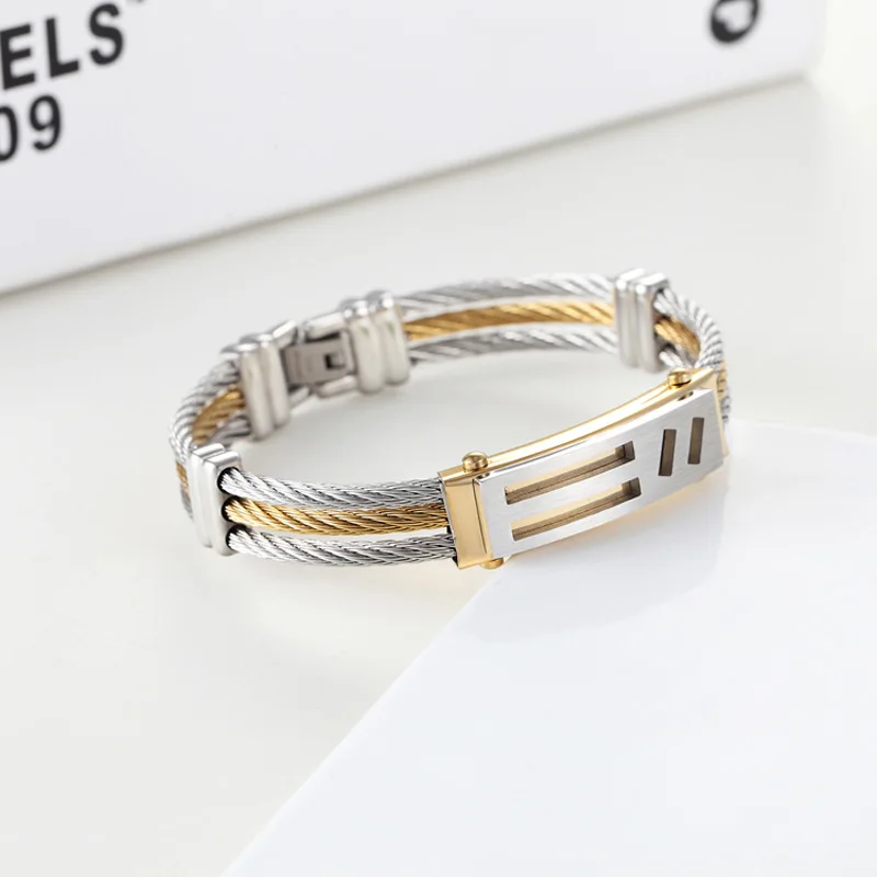 High Quality Titanium steel Bracelets Silver Gold Color Fashion Jewelry Gift For Women Men M8694 | Украшения и аксессуары