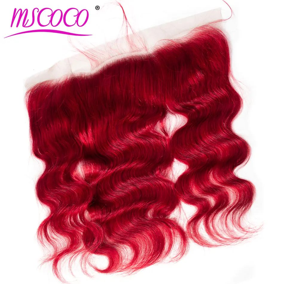 Mscoco Бразильская волна тела 13*4 кружевная Фронтальная застежка Remy 100% человеческие