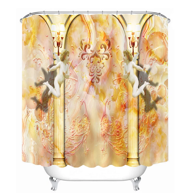

MYRU 3D Print Waterproof Cupid Shower Curtains Bath Products Bathroom Decor with Hooks