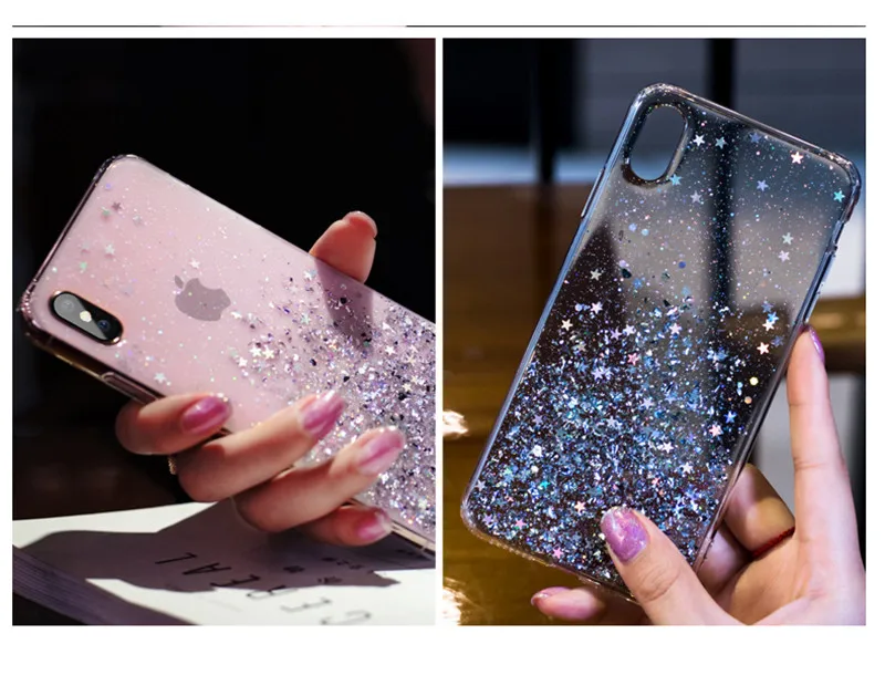 Роскошный блестящий Блестящий блестящий чехол для iPhone X XR 11 Pro XS MAX 6 6S 7 8 Plus Блестящий прозрачный мягкий чехол из ТПУ