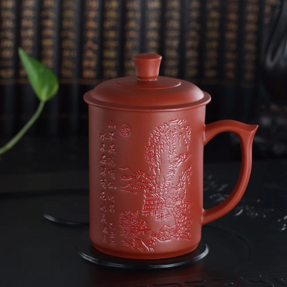 Чайная чашка исинь китайская чайный горшок с рисунком пейзажа из фиолетовой
