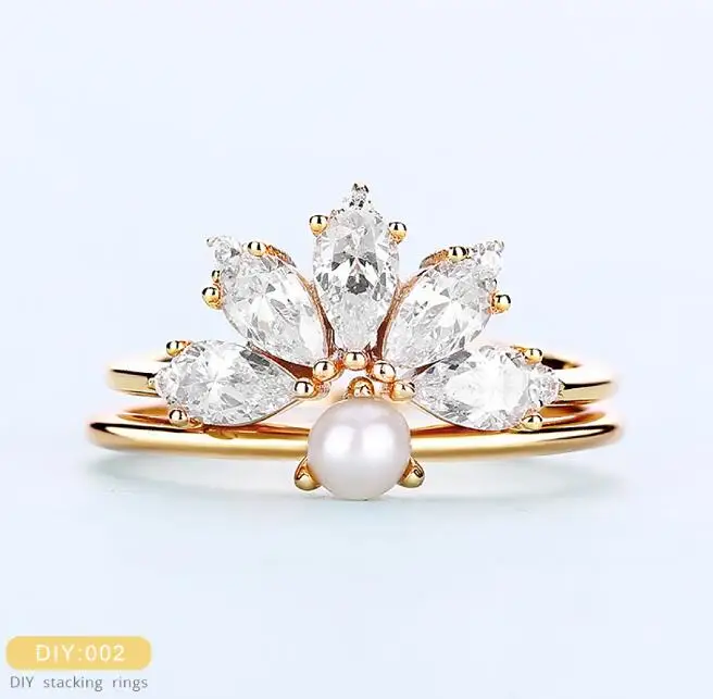 R006142R006121 ALLNOEL, хит, 925 пробы, серебряные кольца для женщин, для свадеб, циркон, бриллиант, Настоящее Жемчужное кольцо, свадебное, хорошее ювелирное изделие - Цвет камня: R006142R006121