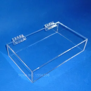 Коробка акриловая прозрачная ручной работы с крышкой, настольный органайзер для мелких предметов, коробка для хранения поделок, ювелирных изделий, чехлов на петлях
