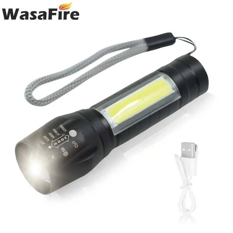 Мини фонарик Wasafire Q5 & Cob светодиодный масштабируемый алюминиевый с 3 режимами