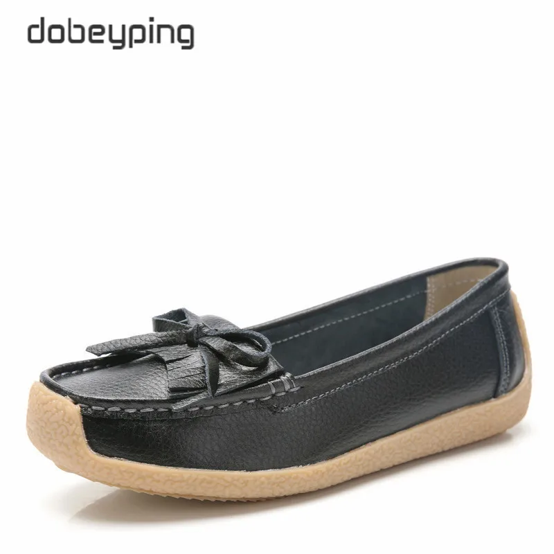 Black Dobeyping/сезон весна-осень; женская обувь из коровьей кожи; женская обувь на плоской подошве с бахромой; женские лоферы; мокасины; женская обувь; обувь для мам без шнуровки - Цвет: Black