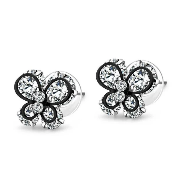 Оптовая продажа Изящные Нежные Медь Для женщин Бабочка Rhinestone Серьги