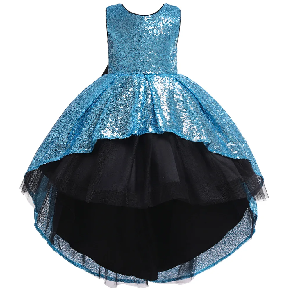2019 Summer New Girl Princess Sequined Big Bow Excellent Foreign Style Children's Model Walking Show Evening Trailing Dress | Детская