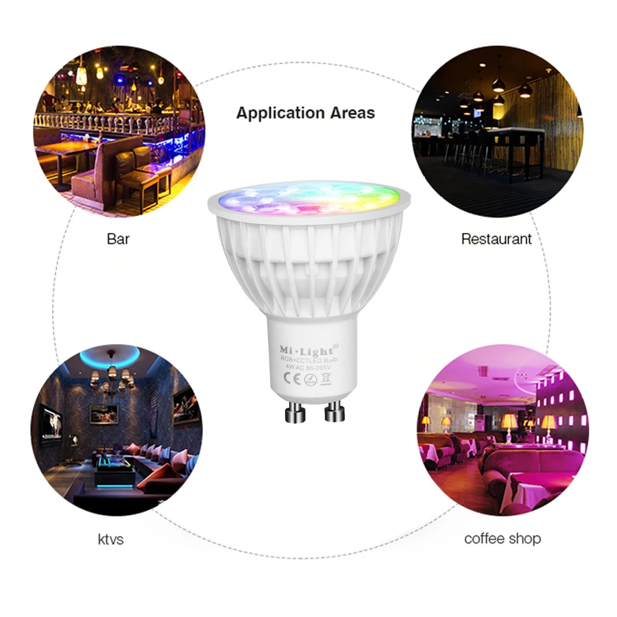 4 Вт затемнения 2.4 г Беспроводной milight светодиодные лампы GU10 RGB + CCT светодиодный