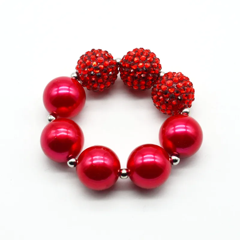 

wholesale 5PCS Baby Girls Kids Red Chunky Bubblegum Pearl Bracelet