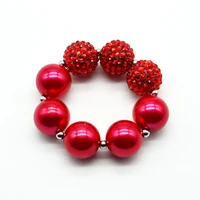 baby girls kids red chunky bubblegum pearl bracelet