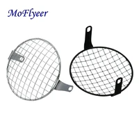 moflyeer universal retro grid steel shield motorcycle headlight mesh grille lampshade motorbike headlamp lid cover