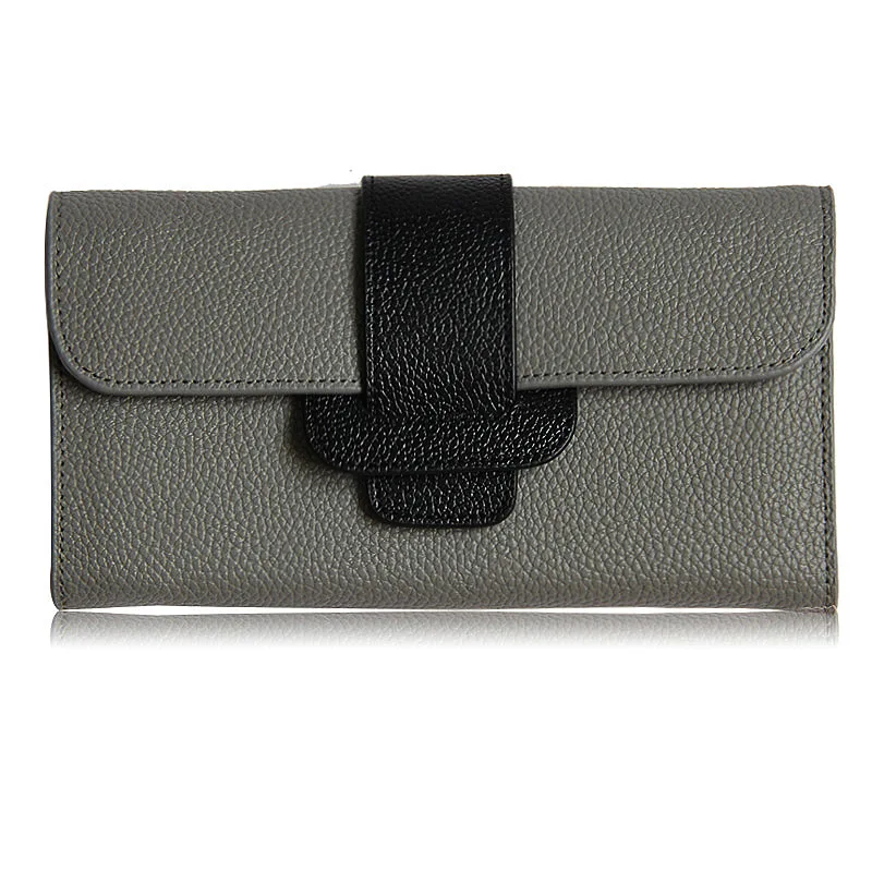 Модный женский длинный кошелек из воловьей кожи в стиле пэчворк с застежкой