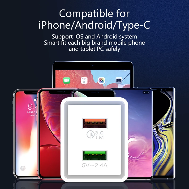 USB зарядное устройство QC3.0 быстрая зарядка 3 0 штепсельная вилка стандарта ЕС США