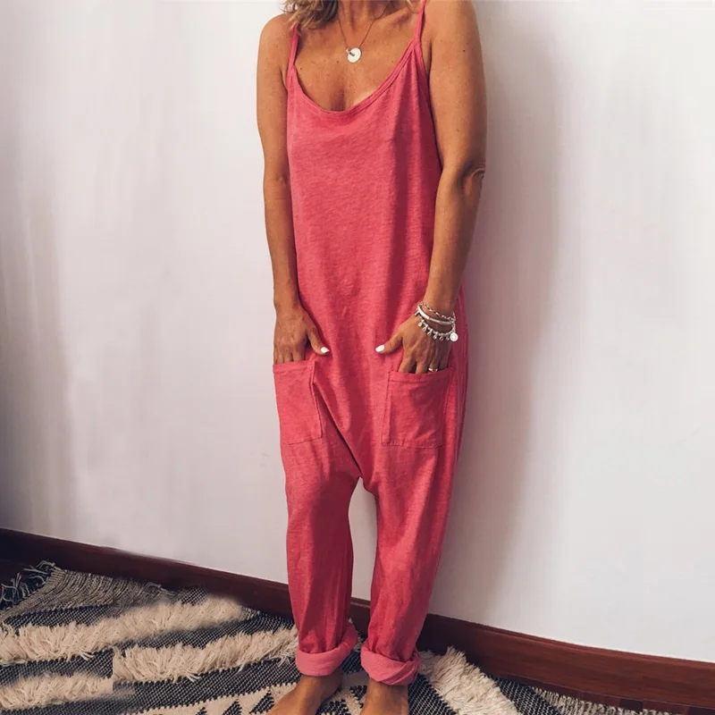 Fanbety женский однотонный Свободный комбинезон прямого силуэта сексуальный Летний