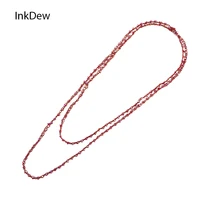 inkdew double layer long necklace sweater chain handmade beads necklace threading crystal necklace for women gift red