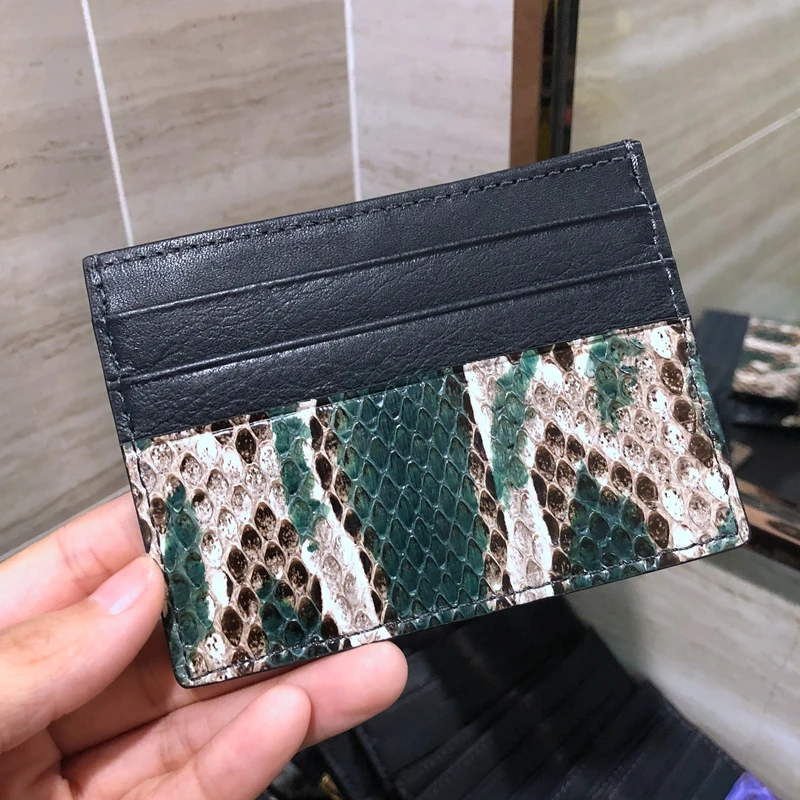 CAJIFUCO ультратонкий из натуральной кожи питона Porte Carte змеиной кожи кредитный держатель для карт