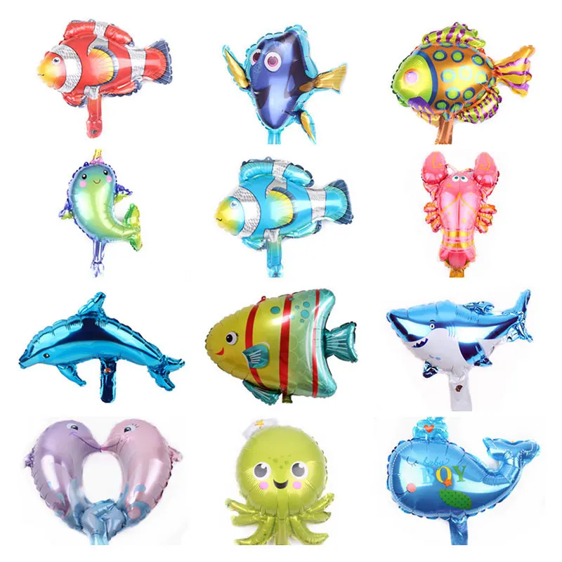 

50PC mini 34*30cm Small fish balloon Aluminum foil animal balloons birthday party decorations kids toy globos