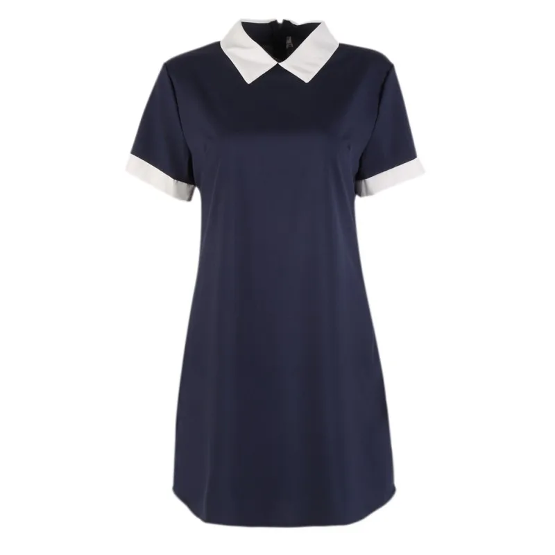 navy blue Женское повседневное черное, розовое, синее мини-платье, женское летнее свободное платье с коротким рукавом - Цвет: navy blue