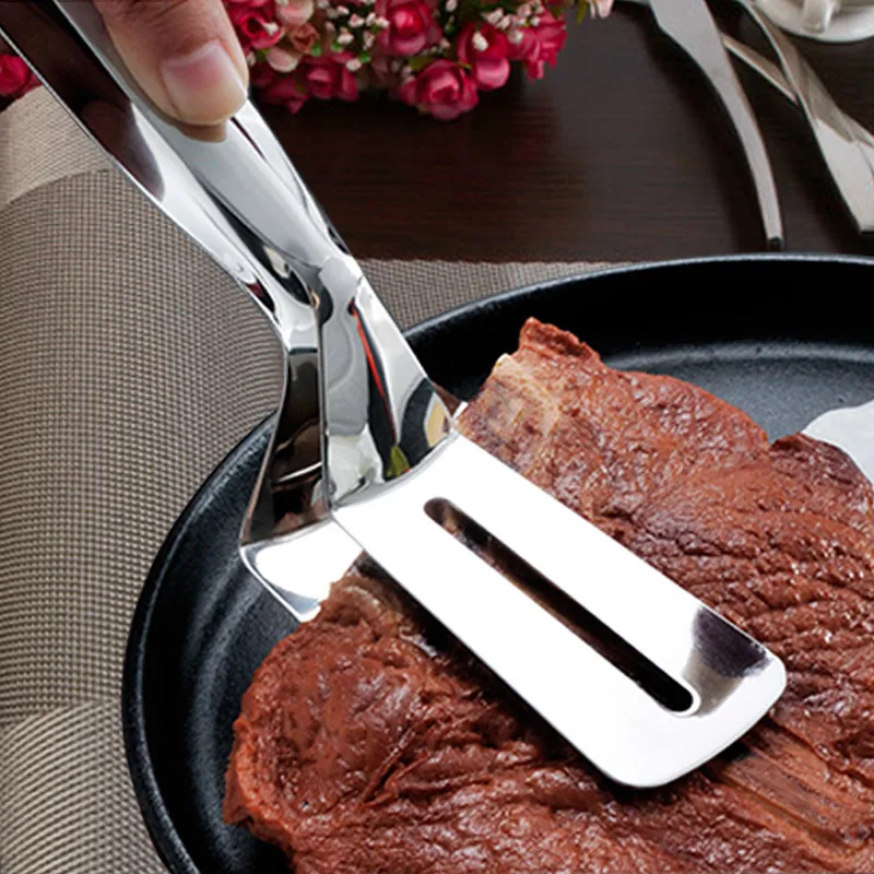

Stainless Steel Steak Food Clip Pizza Shovel Barbecue Grill Meat Clip Bread Clip Fried Fish Shovel Hand Grip Cake Clip