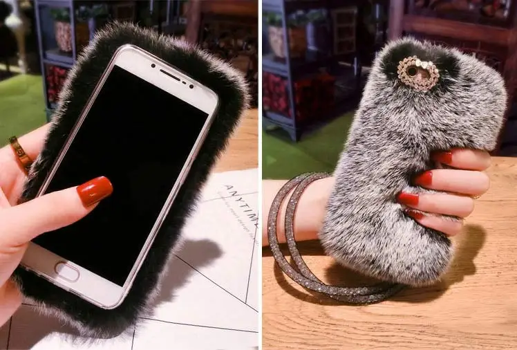 KASONPAI Настоящий мех кролика задняя крышка чехол для iPhone X S Max XR теплый плюшевый чехол для iPhone x 7 8 6 6 S Plus Чехлы Coque
