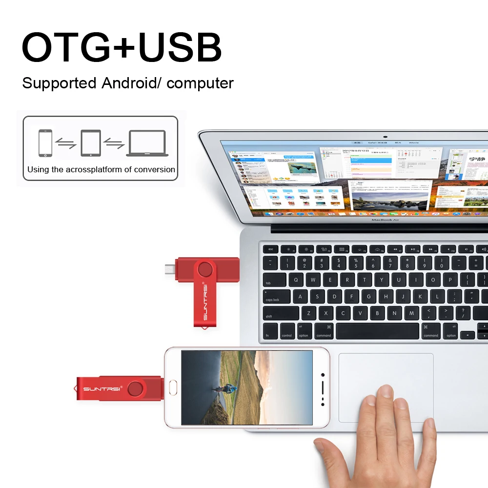 Sunstrsi USB флеш-накопитель 2,0 для Android смартфон 128 ГБ флеш-накопитель 32 Гб OTG металлическая usb флеш-карта 64 Гб usb флешка 16 ГБ логотип на заказ