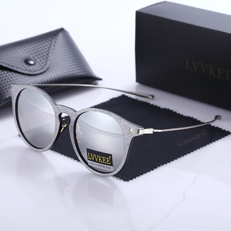 Бренд LVVKEE модные женские солнцезащитные очки металлическая оправа деревянные